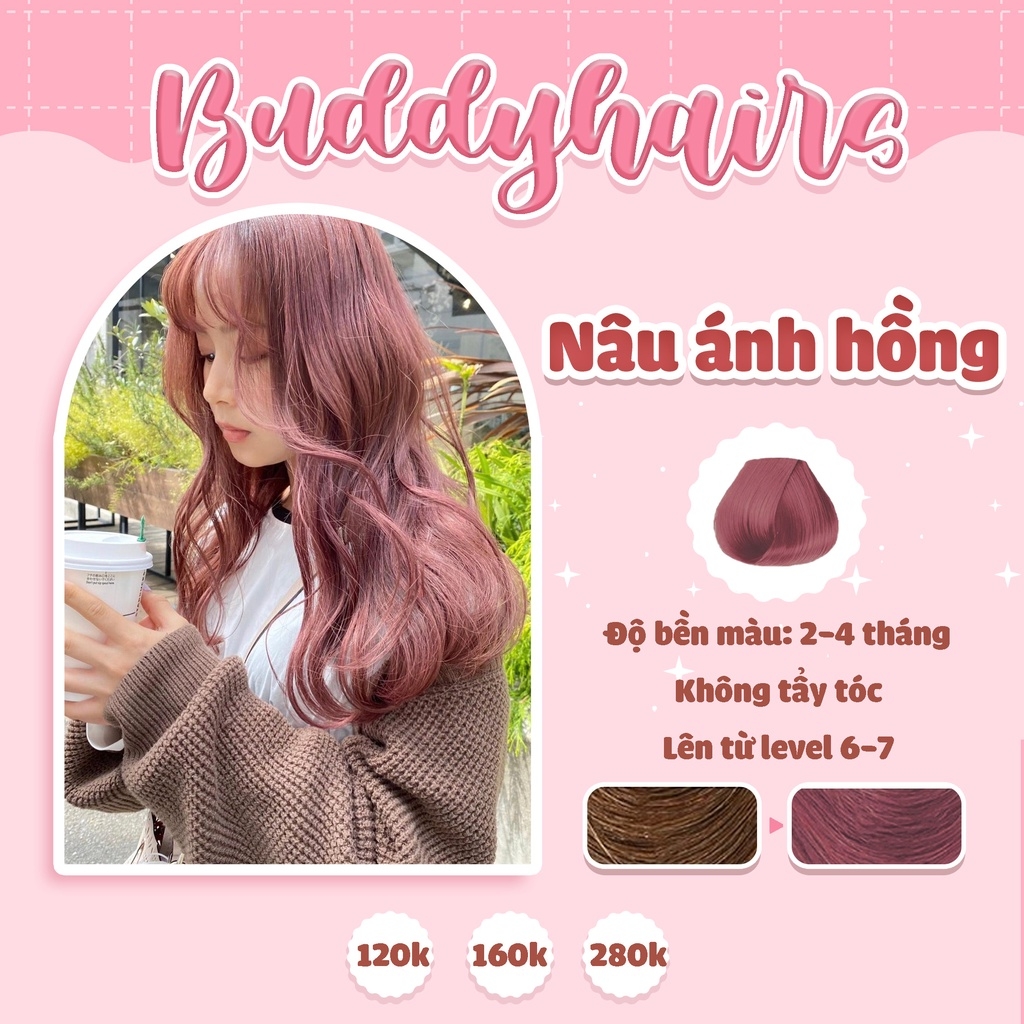 Thuốc nhuộm tóc màu NÂU HỒNG TRÀ không cần tẩy tócnâng tone Kirei Hair  KireiHair